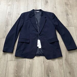 Zara Blazer Sport Coat Suit Jacket Men’s 42 Navy Blue Wedding Easter Fathers Day